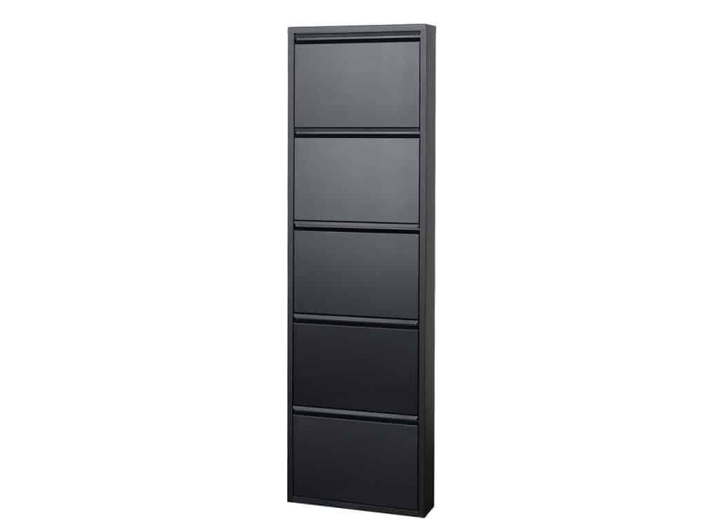 Scarpiera Verticale Stretta AZERPIAN 9 Ripiani In Metallo | Design Salvaspazio | Perfetta Per Ingresso, Camera Da Letto, Armadio | Facile Da Montare | Colore Nero - 2